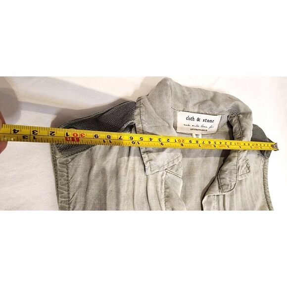 CLOTH & STONE by ANTHROPLOGY Green Chambray Utility Shirtdress sz XS Sleeveless - Picture 7 of 12